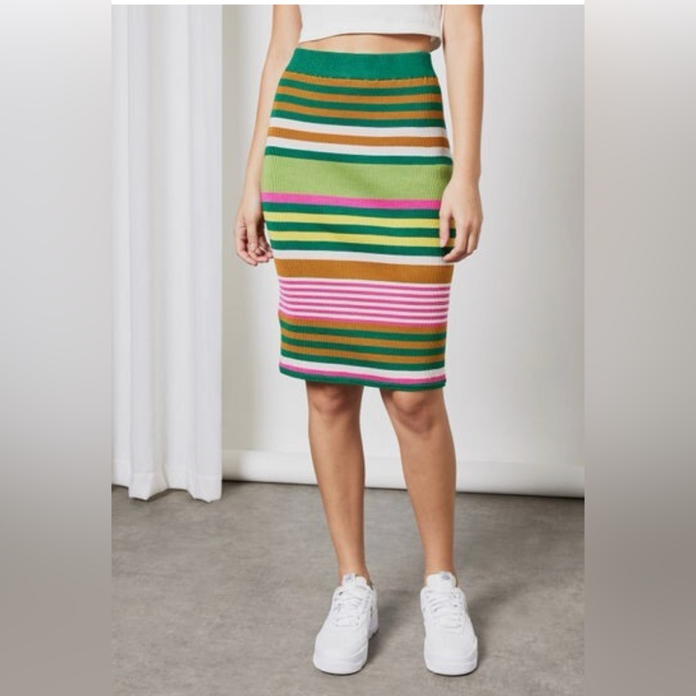 BCBGeneration 1TX3S09 Sweater Pencil Skirt Multicolor Striped Pull On Women NWT